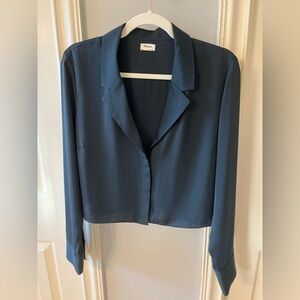 ARITZIA TALULA DARK FOREST GREEN BLOUSE SIZE L